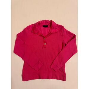 Lauren Ralph Lauren Women's Knit Button Top Pink Size S 100% Cotton
